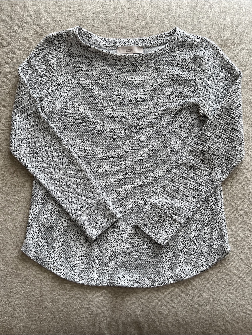 LOFT Marbled Black and White Crewneck Long Sleeve Sweater - Picture 6 of 10